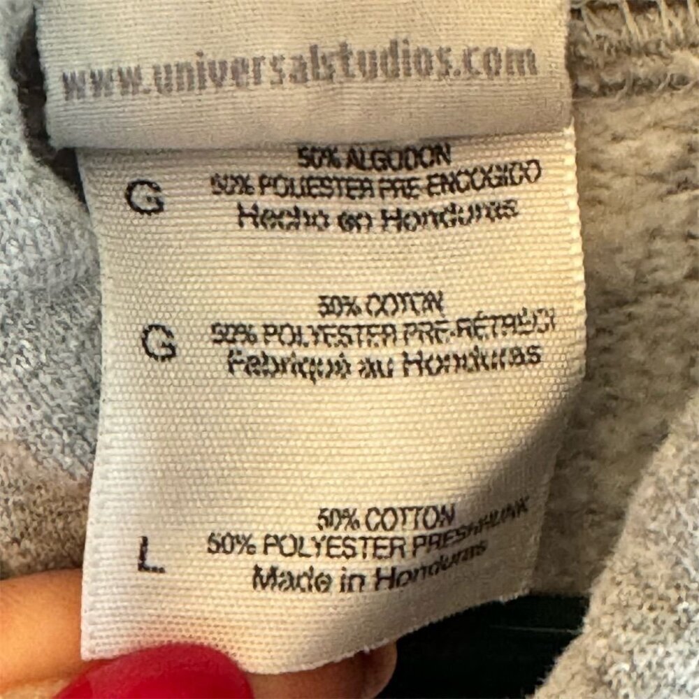 Universal Studios Unisex Gray Pullover Hoodie Size L Kangaroo Pocket - Picture 5 of 5